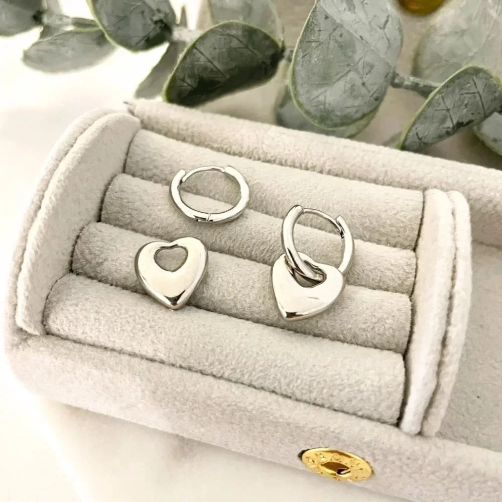 925 Sterling Silver Heart Earrings Huggie Hoops Small Huggies